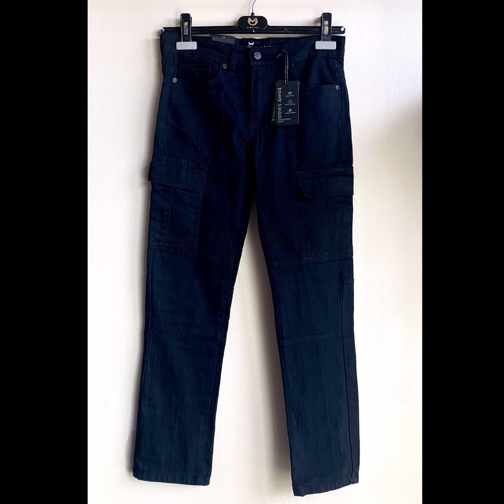 STEVE'S JEANS Boy Youth Black Cargo Jeans SIZE 14 NWT